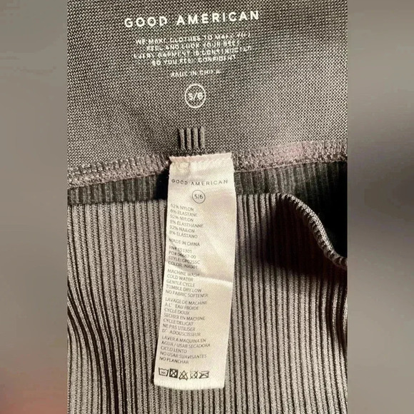Good American seamless core ribbed  green grey casual leggings tights 5/6 - Picture 4 of 4